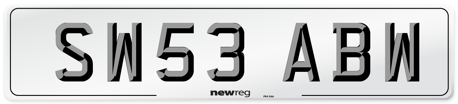 SW53 ABW Number Plate from New Reg